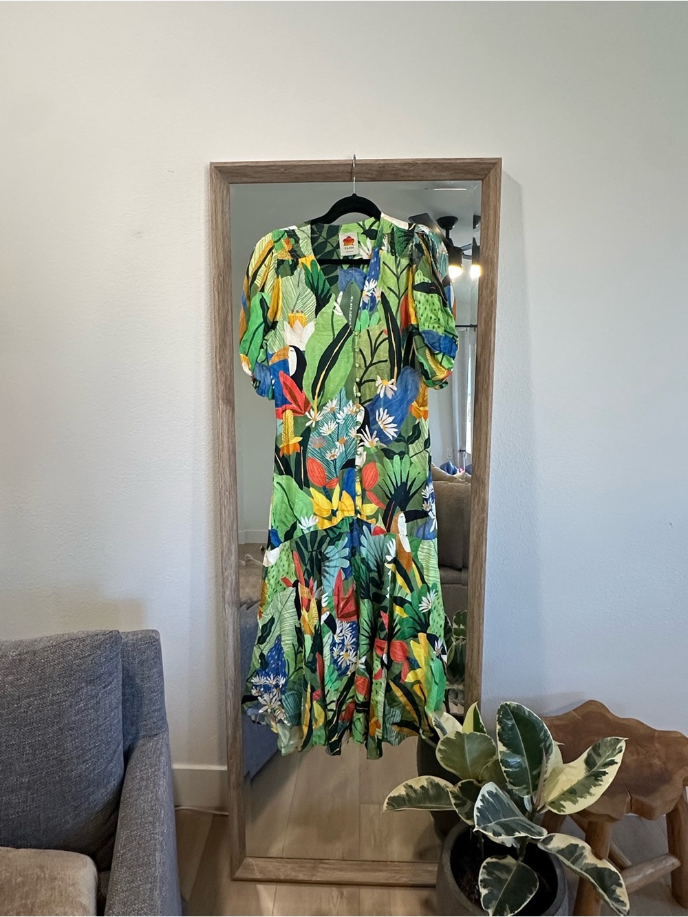 FARM Rio Green Tropical Maxi Dress with Multicolor Floral Print